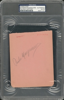 Rube Marquard and Mark Koenig Dual Signed Album Page - PSA/DNA Auth